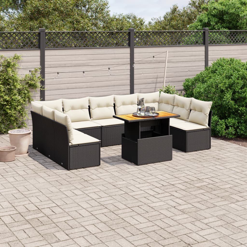Set Mobilier De Grădină Cu Perne, 10 Piese, Gri, Poliratan