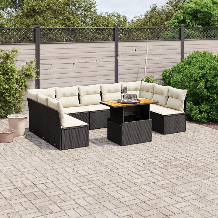 Set Mobilier De Grădină Cu Perne, 10 Piese, Gri, Poliratan