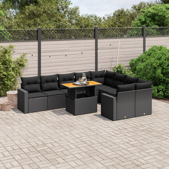Set Mobilier De Grădină Cu Perne, 10 Piese, Gri, Poliratan