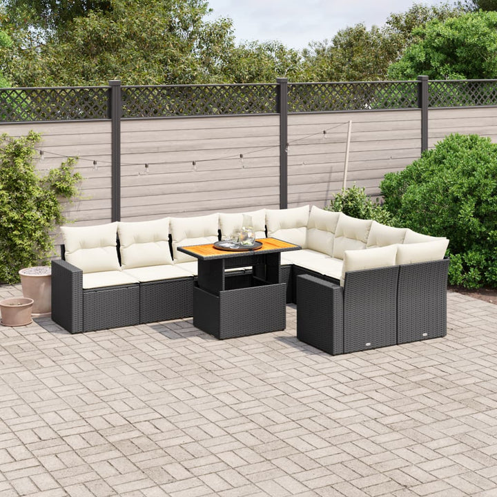 Set Mobilier De Grădină Cu Perne, 10 Piese, Gri, Poliratan
