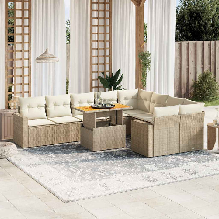 Set Mobilier De Grădină Cu Perne, 10 Piese, Gri, Poliratan