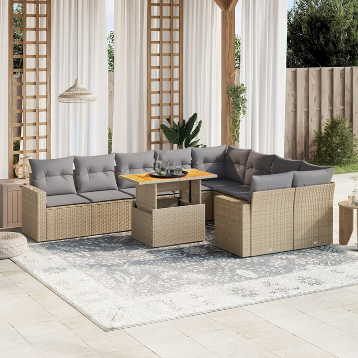 Set Mobilier De Grădină Cu Perne, 10 Piese, Gri, Poliratan