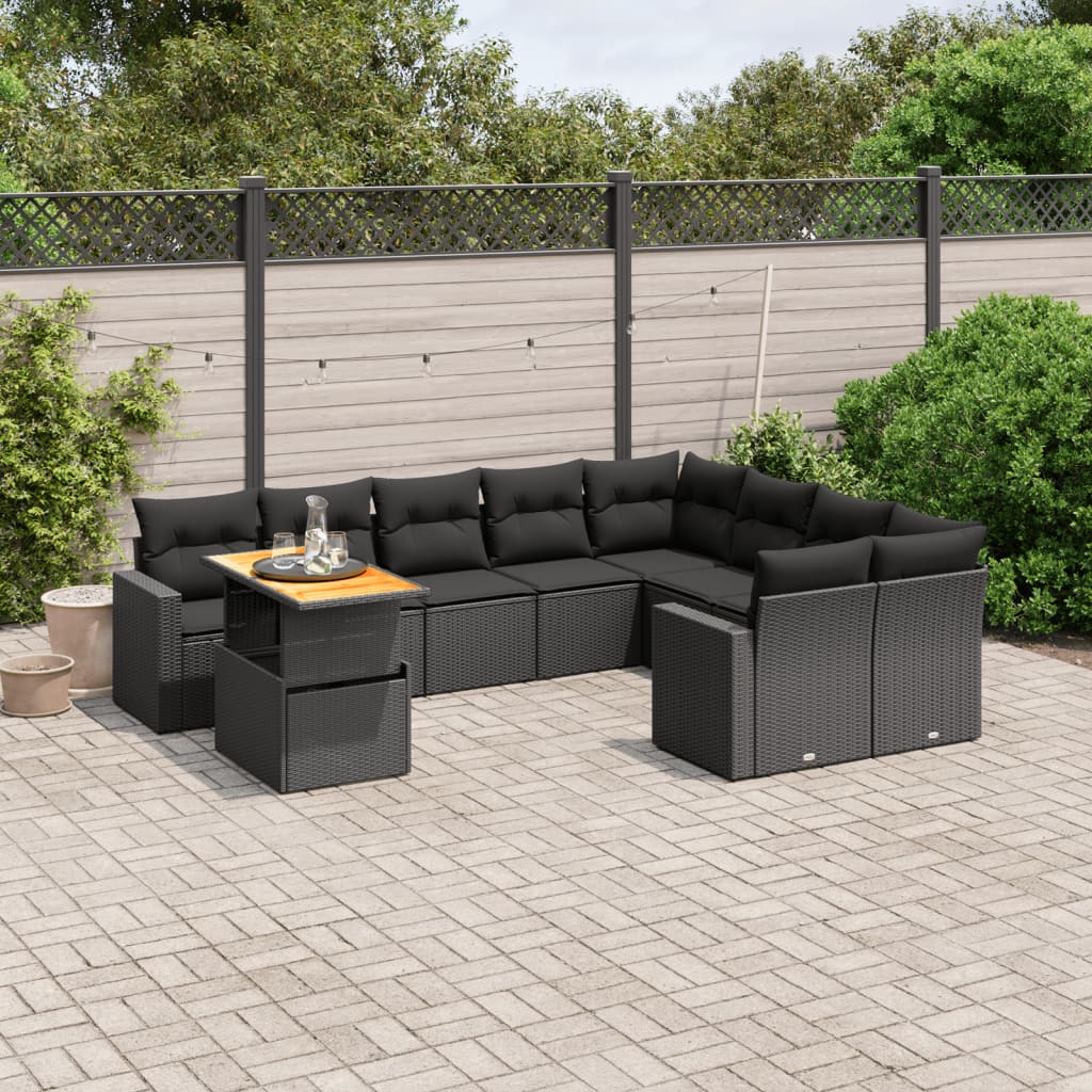 Set Mobilier De Grădină Cu Perne, 10 Piese, Gri, Poliratan