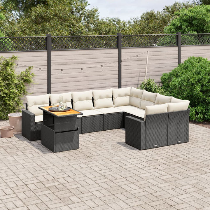 Set Mobilier De Grădină Cu Perne, 10 Piese, Gri, Poliratan