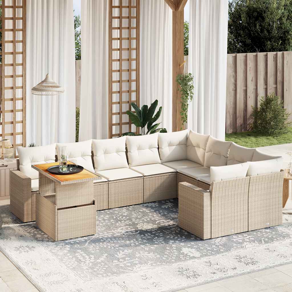 Set Mobilier De Grădină Cu Perne, 10 Piese, Gri, Poliratan