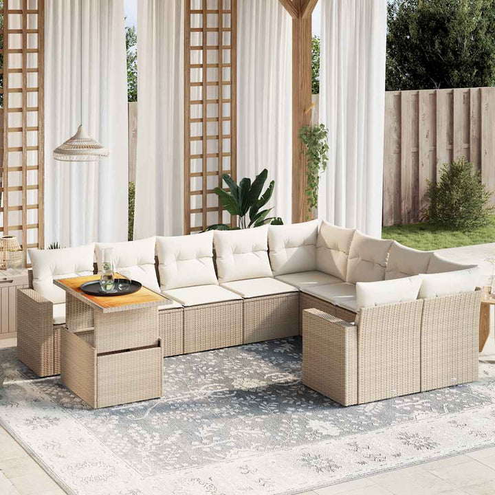 Set Mobilier De Grădină Cu Perne, 10 Piese, Gri, Poliratan