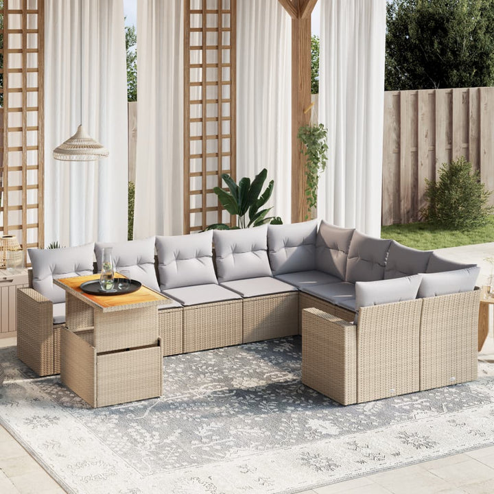 Set Mobilier De Grădină Cu Perne, 10 Piese, Gri, Poliratan
