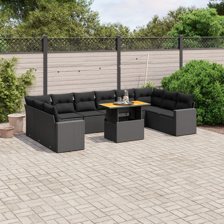 Set Canapele De Grădină Cu Perne, 11 Piese, , Poliratan