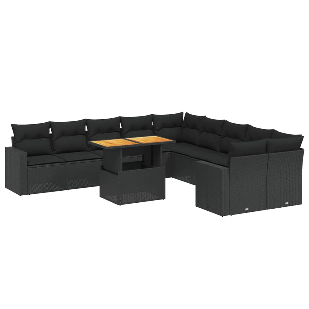 Set Canapele De Grădină Cu Perne, 11 Piese, , Poliratan