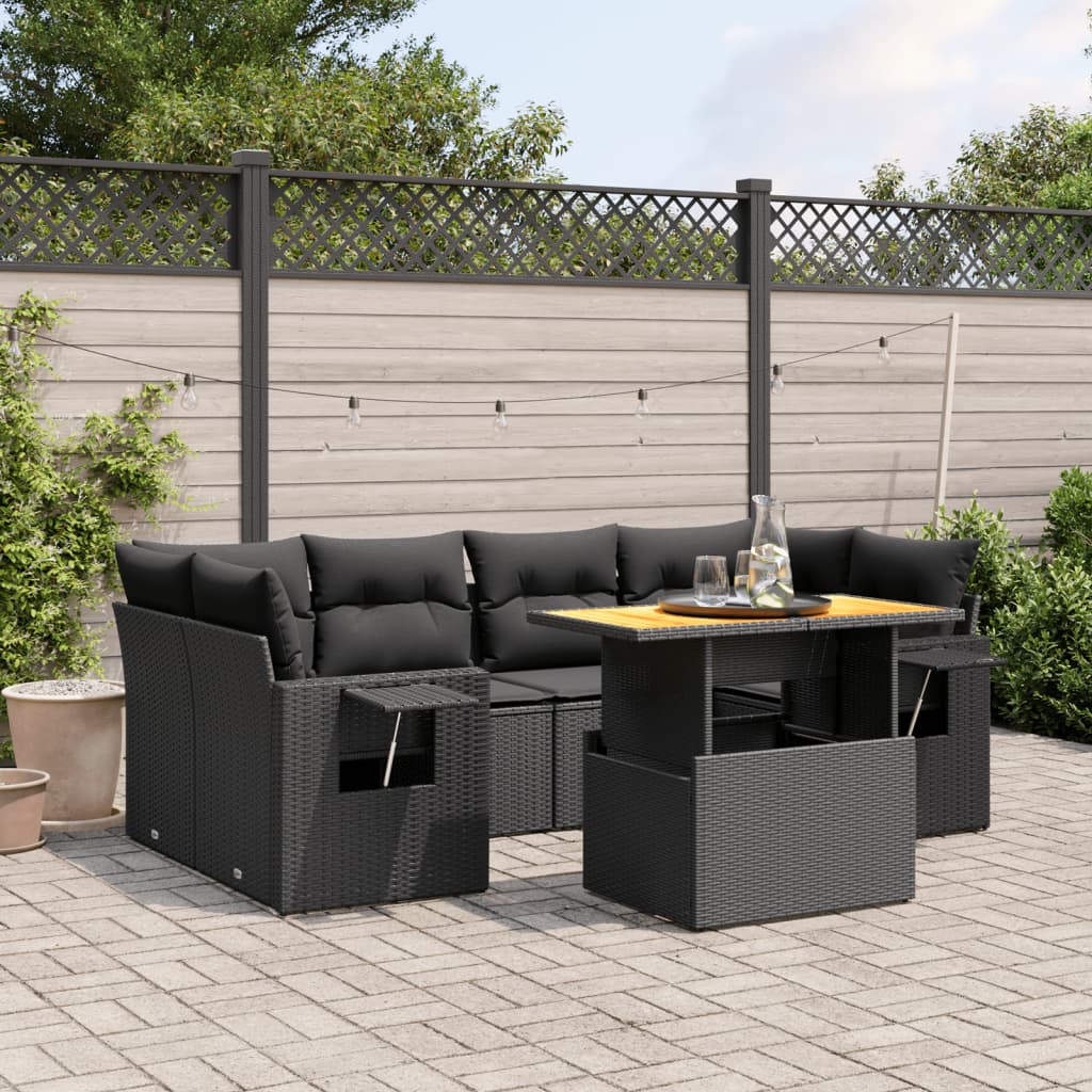 Set Canapele De Grădină Cu Perne, 7 Piese, , Poliratan