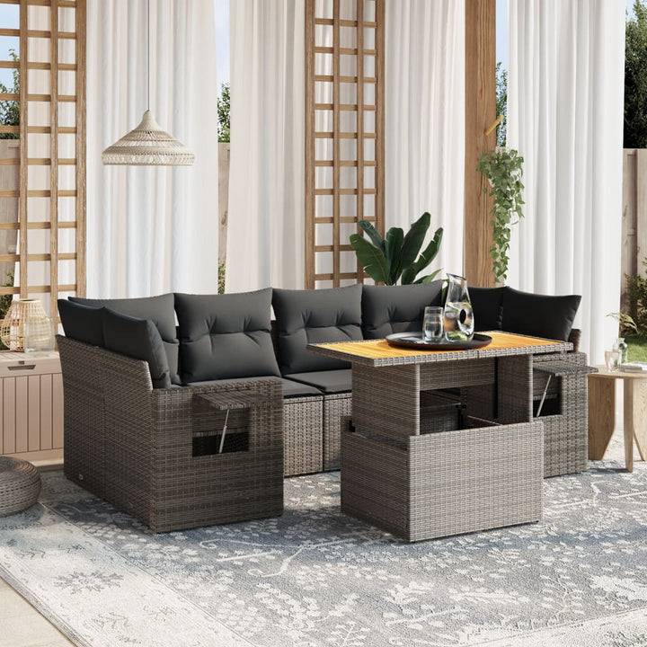 Set Canapele De Grădină Cu Perne, 7 Piese, , Poliratan