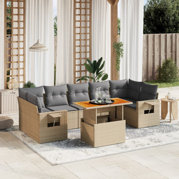 Set Mobilier De Grădină Cu Perne, 8 Piese, Negru, Poliratan
