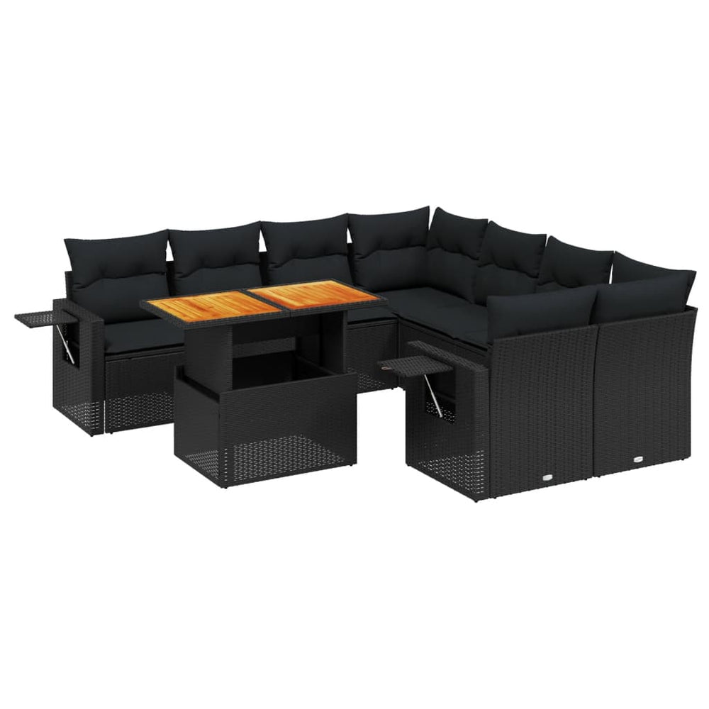Set Mobilier De Grădină Cu Perne, 9 Piese, , Poliratan