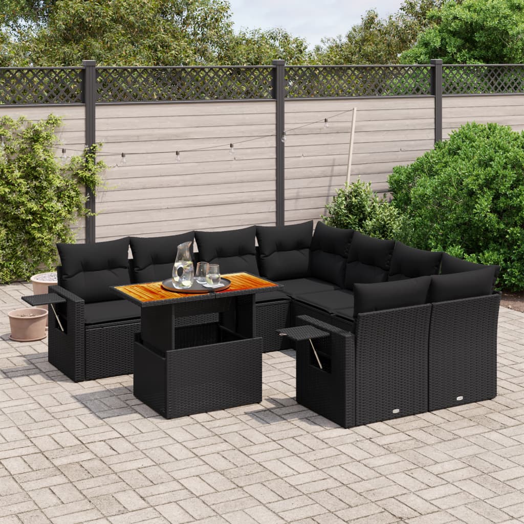 Set Mobilier De Grădină Cu Perne, 9 Piese, , Poliratan