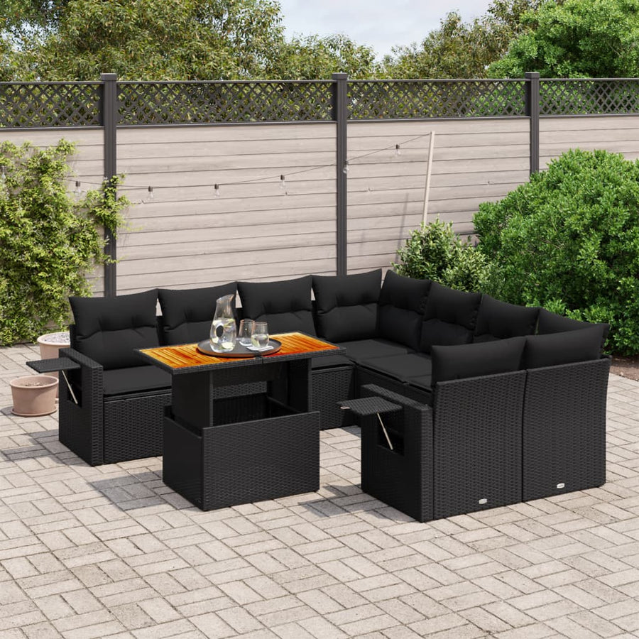 Set Mobilier De Grădină Cu Perne, 9 Piese, , Poliratan