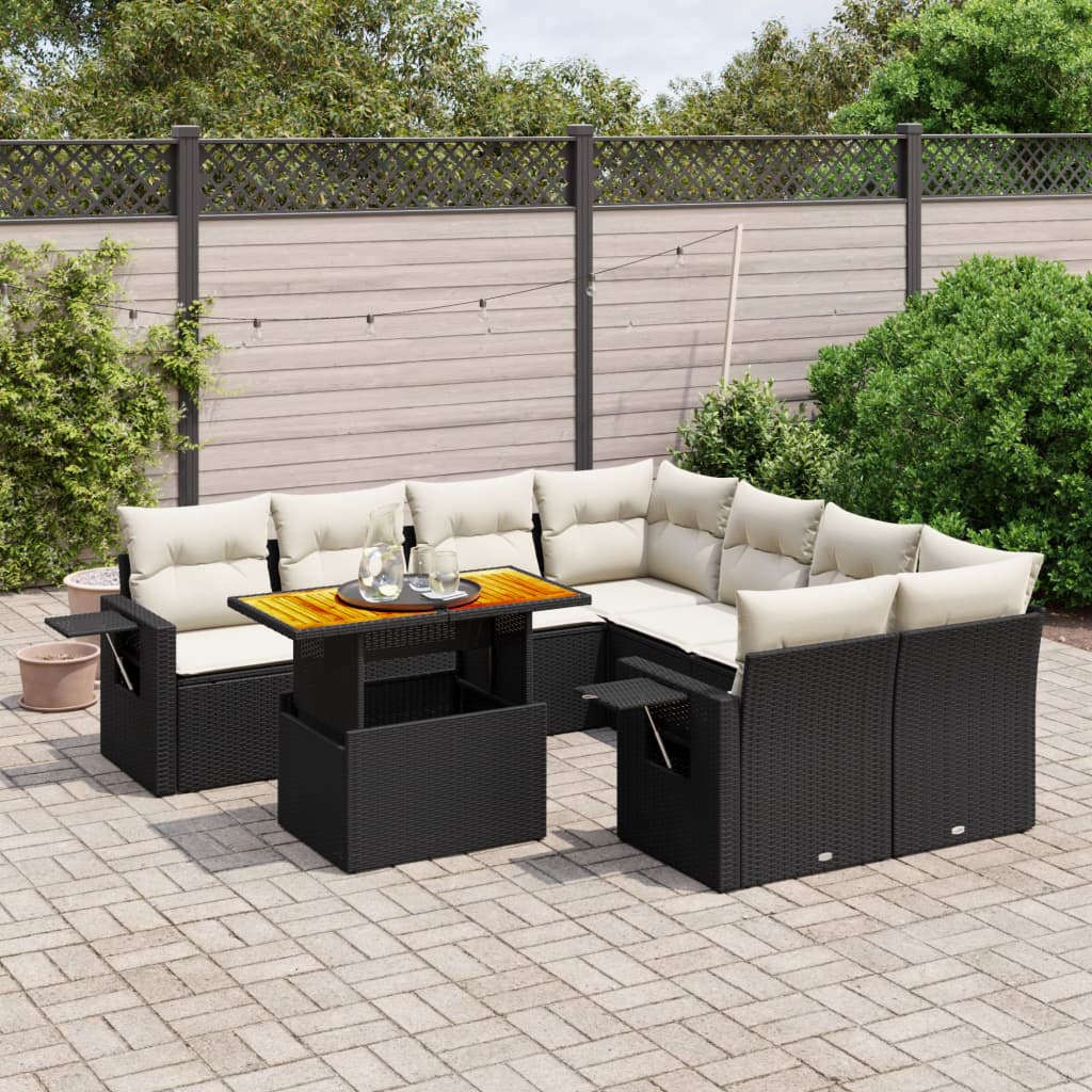 Set Mobilier De Grădină Cu Perne, 9 Piese, , Poliratan