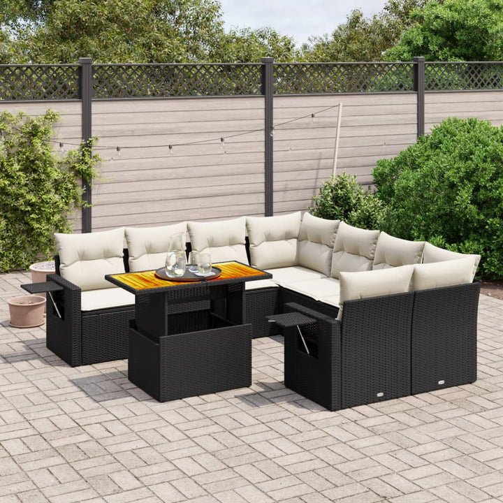 Set Mobilier De Grădină Cu Perne, 9 Piese, , Poliratan