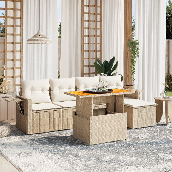 Set Mobilier De Grădină Cu Perne, 6 Piese, Negru, Poliratan