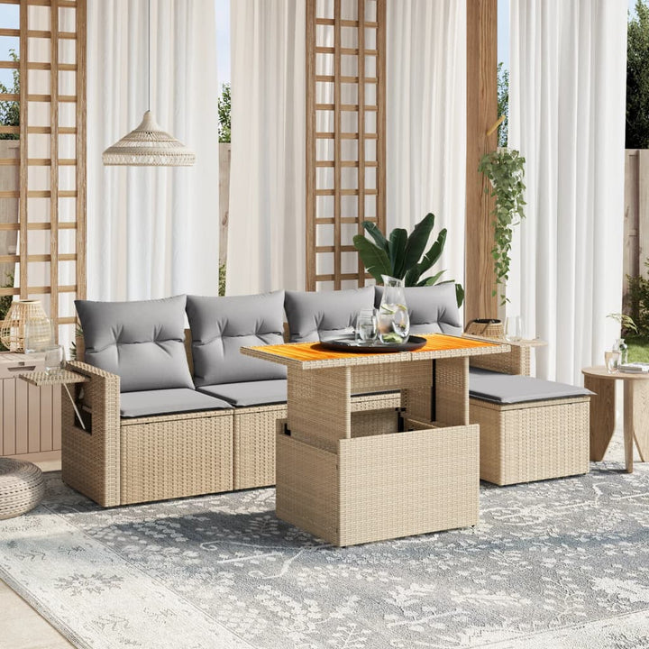 Set Mobilier De Grădină Cu Perne, 6 Piese, Negru, Poliratan