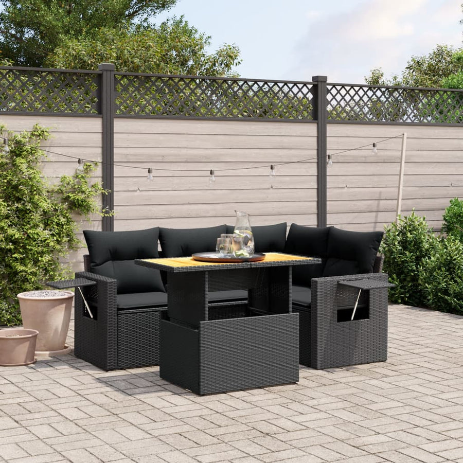 Set Mobilier De Grădină Cu Perne, 5 Piese, , Poliratan