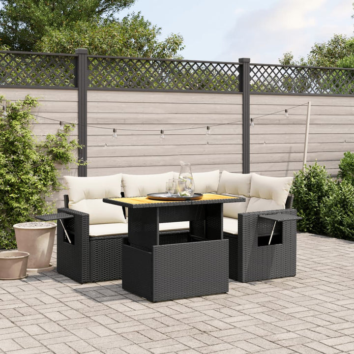 Set Mobilier De Grădină Cu Perne, 5 Piese, , Poliratan