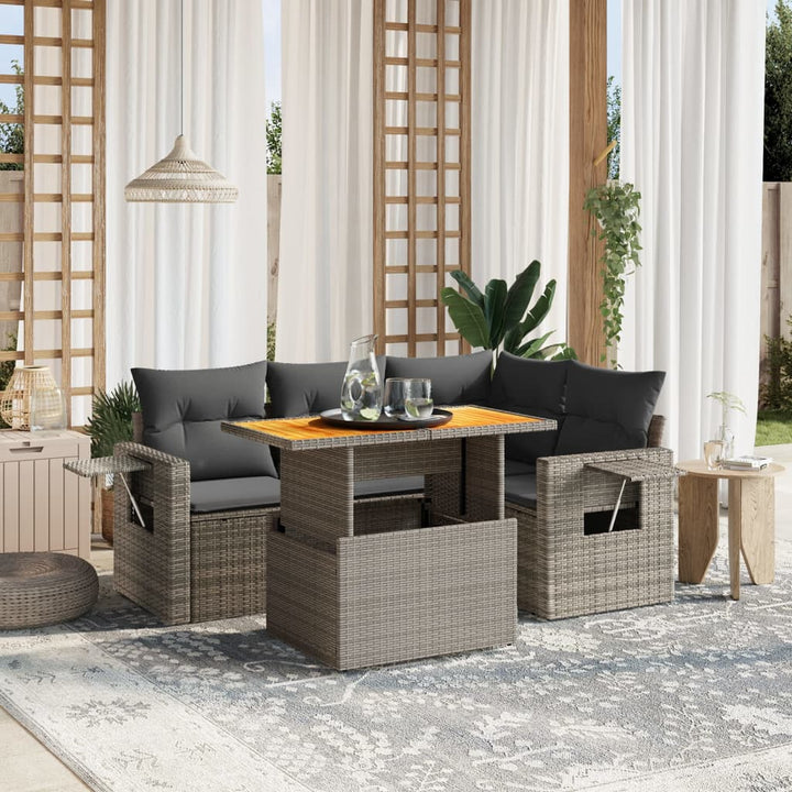 Set Mobilier De Grădină Cu Perne, 5 Piese, , Poliratan