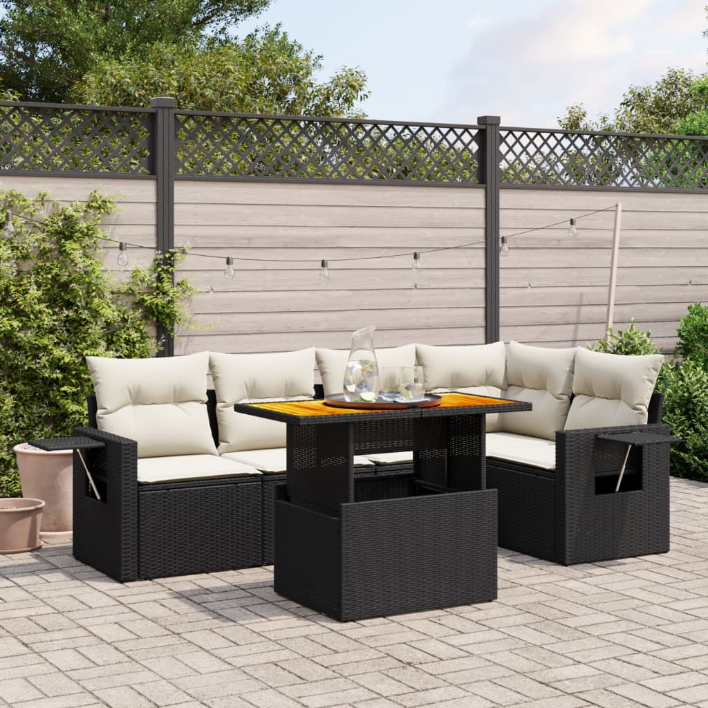 Set Mobilier De Grădină Cu Perne, 6 Piese, , Poliratan