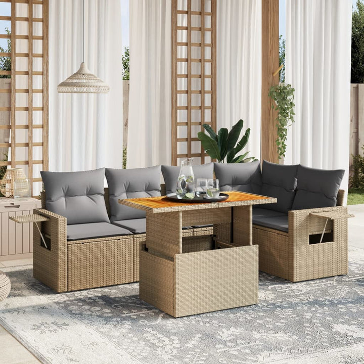 Set Mobilier De Grădină Cu Perne, 6 Piese, , Poliratan