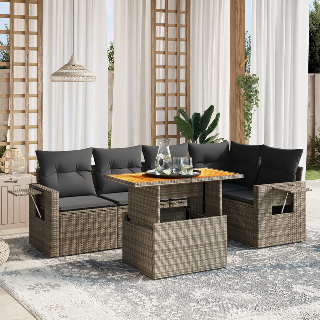 Set Mobilier De Grădină Cu Perne, 6 Piese, , Poliratan
