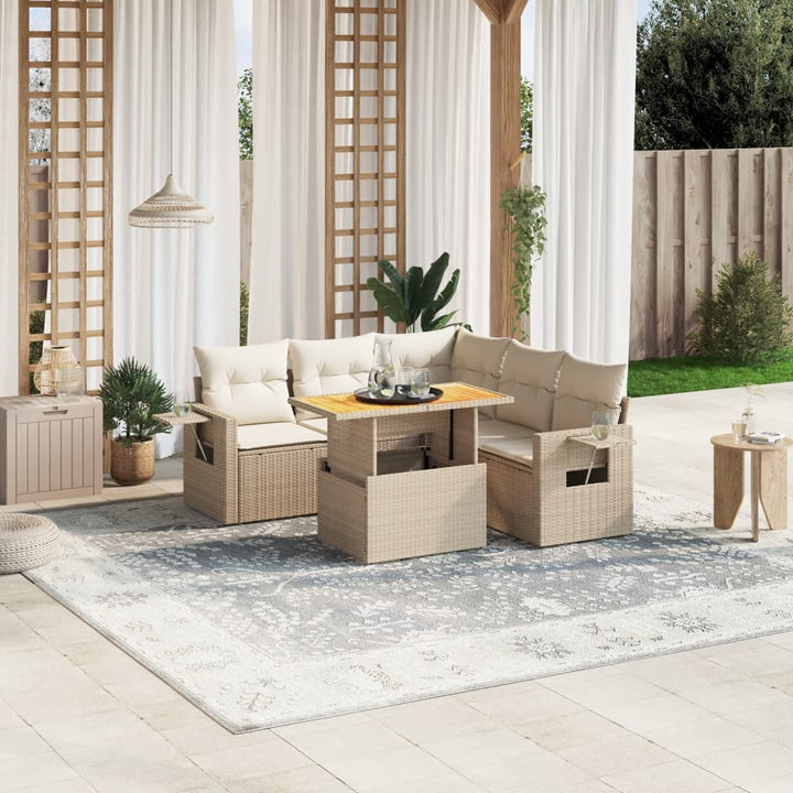 Set Mobilier De Grădină Cu Perne, 6 Piese, , Poliratan