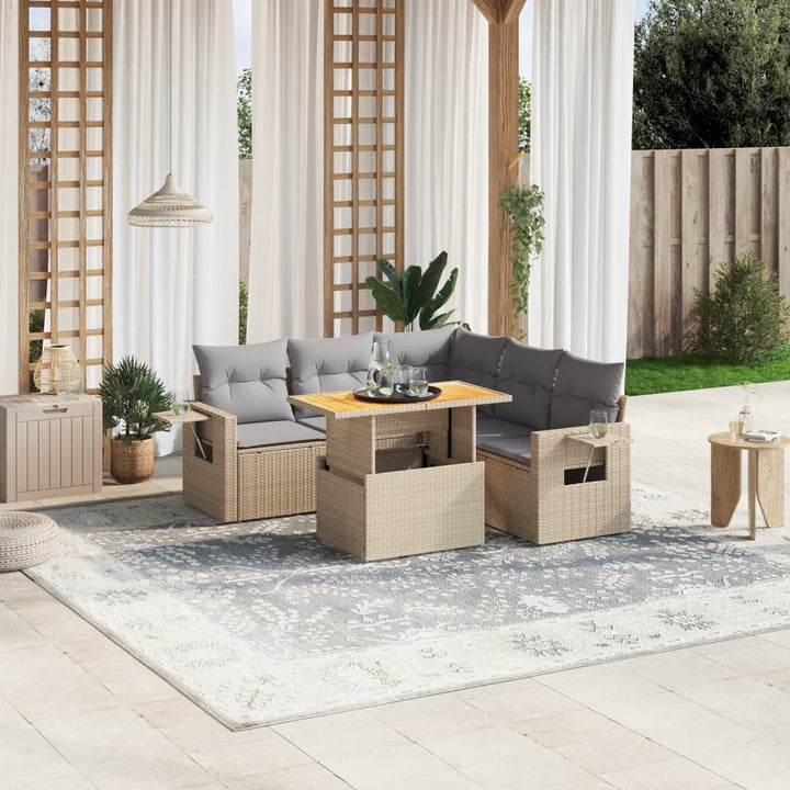Set Mobilier De Grădină Cu Perne, 6 Piese, , Poliratan