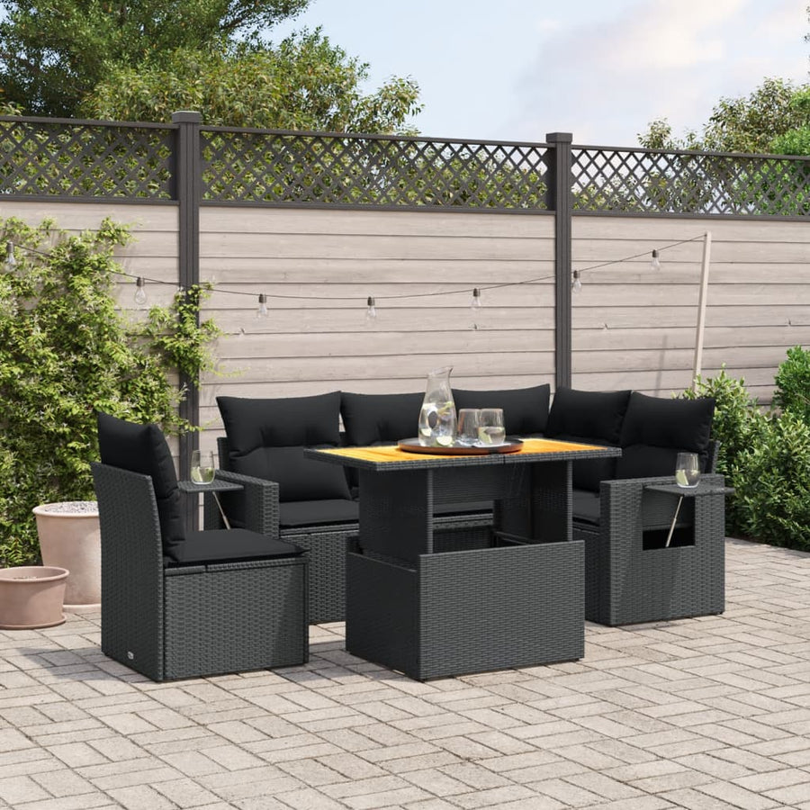 Set Mobilier De Grădină Cu Perne, 6 Piese, , Poliratan