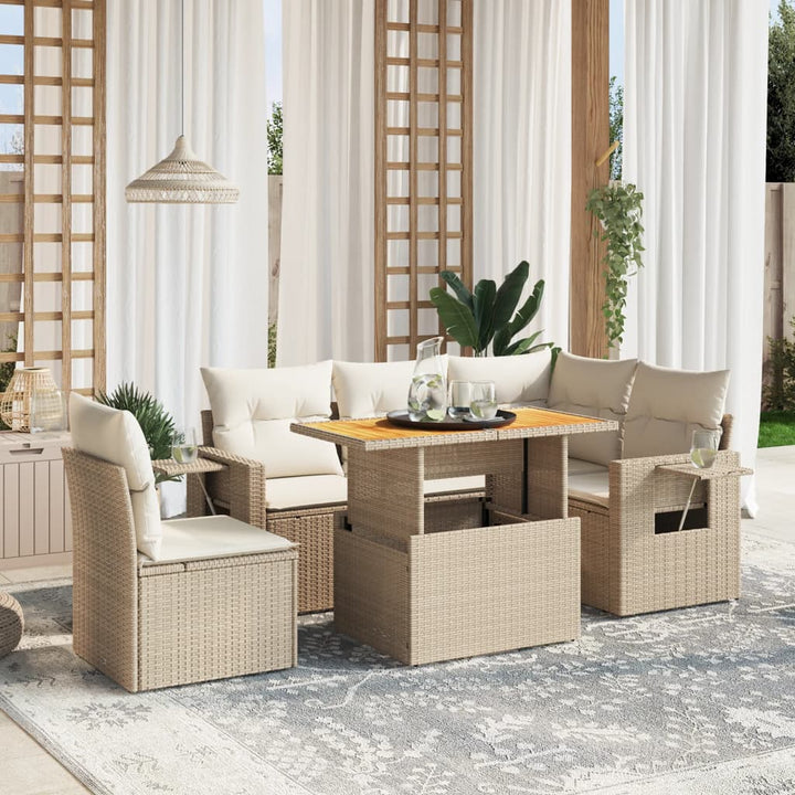 Set Mobilier De Grădină Cu Perne, 6 Piese, , Poliratan