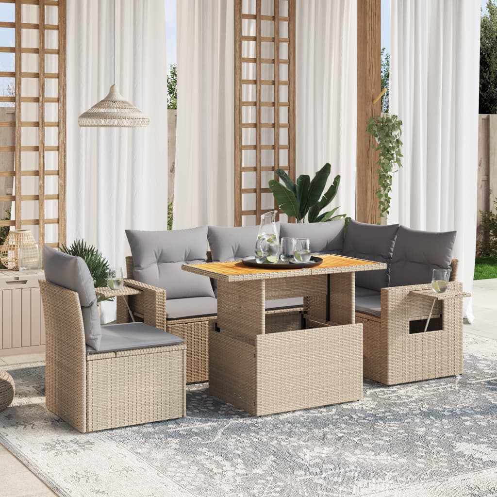 Set Mobilier De Grădină Cu Perne, 6 Piese, , Poliratan