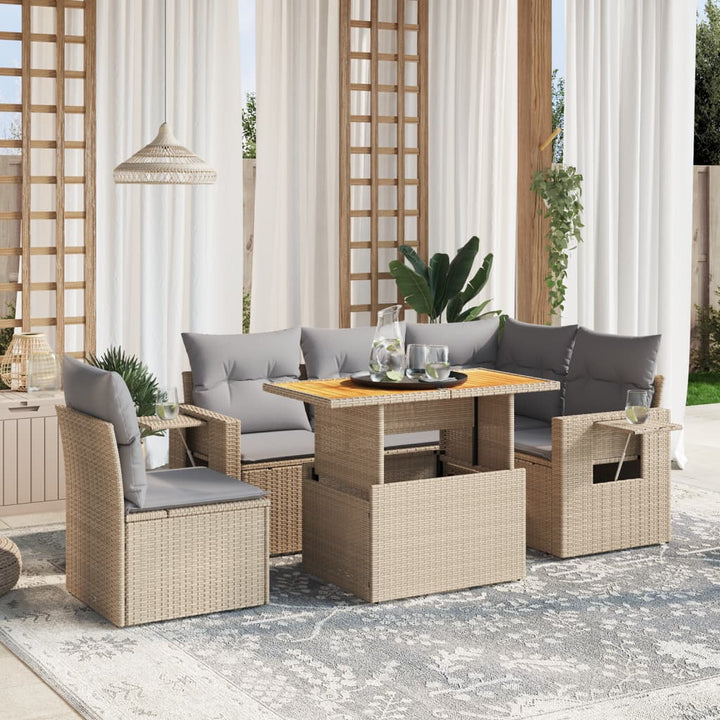 Set Mobilier De Grădină Cu Perne, 6 Piese, , Poliratan