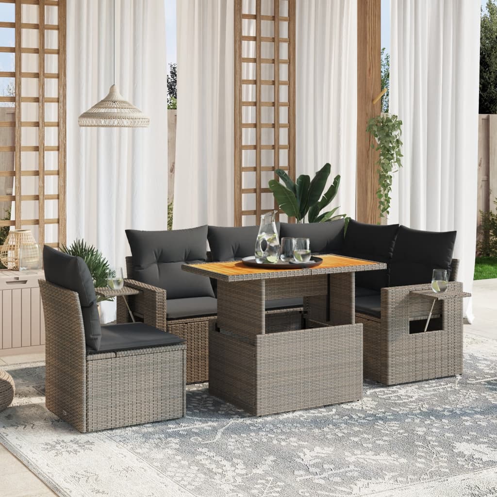 Set Mobilier De Grădină Cu Perne, 6 Piese, , Poliratan
