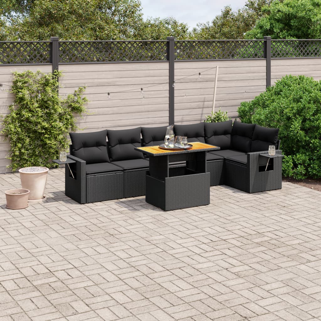 Set Canapele De Grădină Cu Perne, 7 Piese, , Poliratan