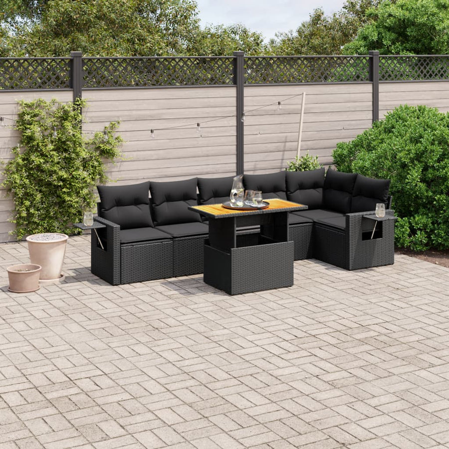 Set Canapele De Grădină Cu Perne, 7 Piese, , Poliratan