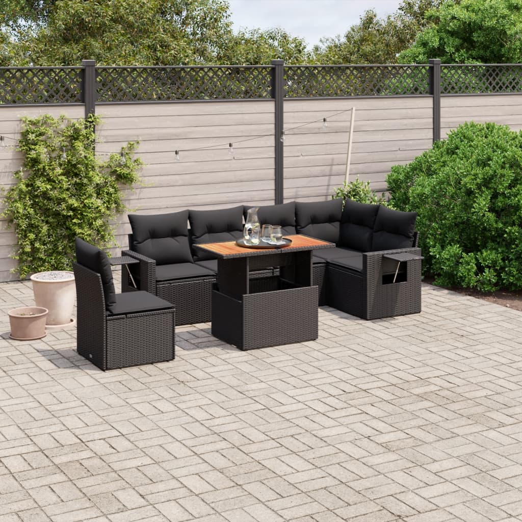 Set Canapele De Grădină Cu Perne, 7 Piese, , Poliratan