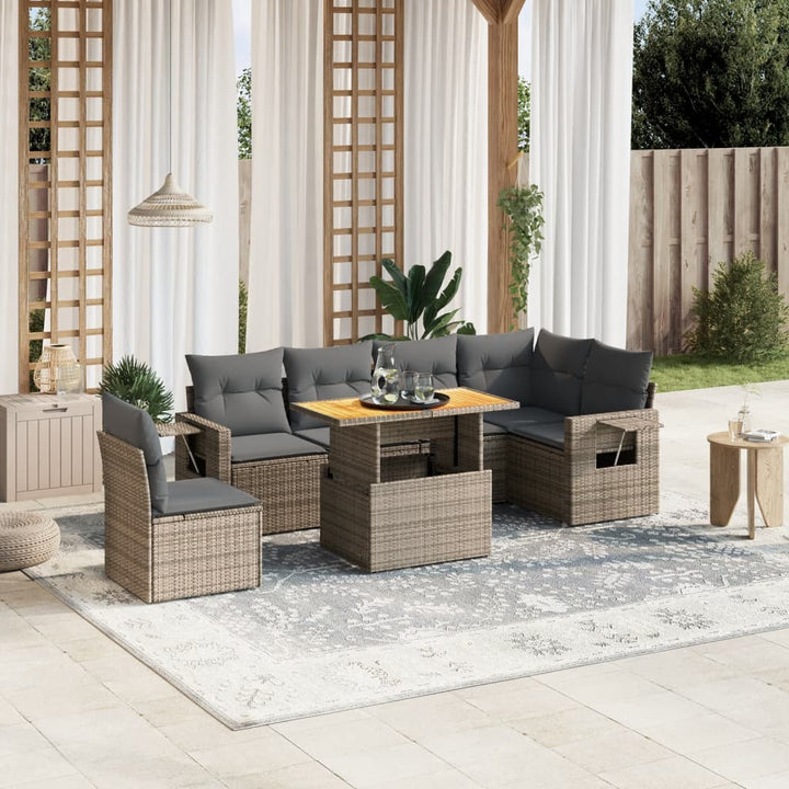 Set Canapele De Grădină Cu Perne, 7 Piese, , Poliratan