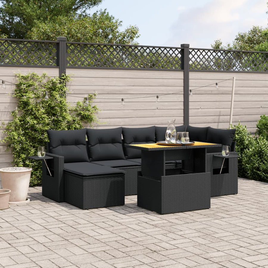 Set Canapele De Grădină Cu Perne, 7 Piese, , Poliratan