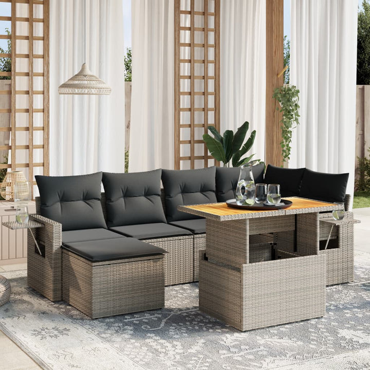 Set Canapele De Grădină Cu Perne, 7 Piese, , Poliratan