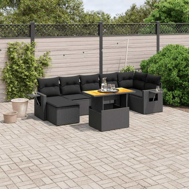 Set Mobilier De Grădină Cu Perne, 8 Piese, , Poliratan