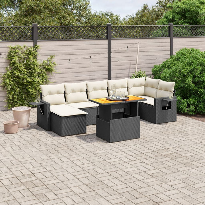 Set Mobilier De Grădină Cu Perne, 8 Piese, , Poliratan