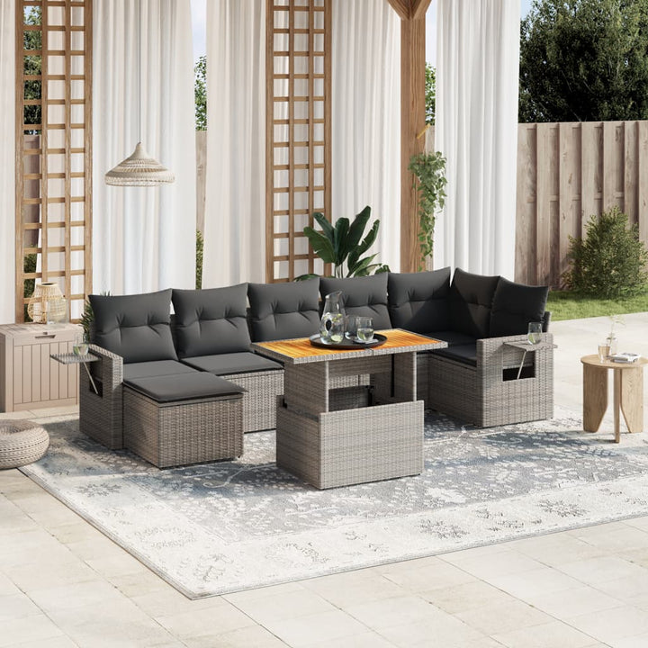 Set Mobilier De Grădină Cu Perne, 8 Piese, , Poliratan