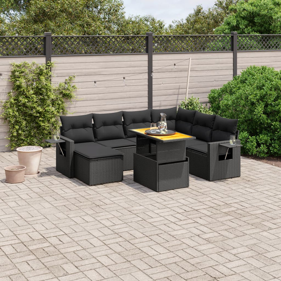 Set Mobilier De Grădină Cu Perne, 8 Piese, , Poliratan