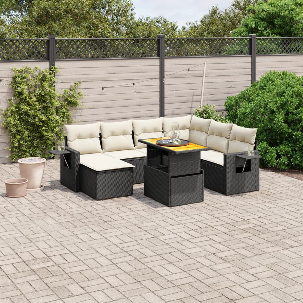 Set Mobilier De Grădină Cu Perne, 8 Piese, , Poliratan
