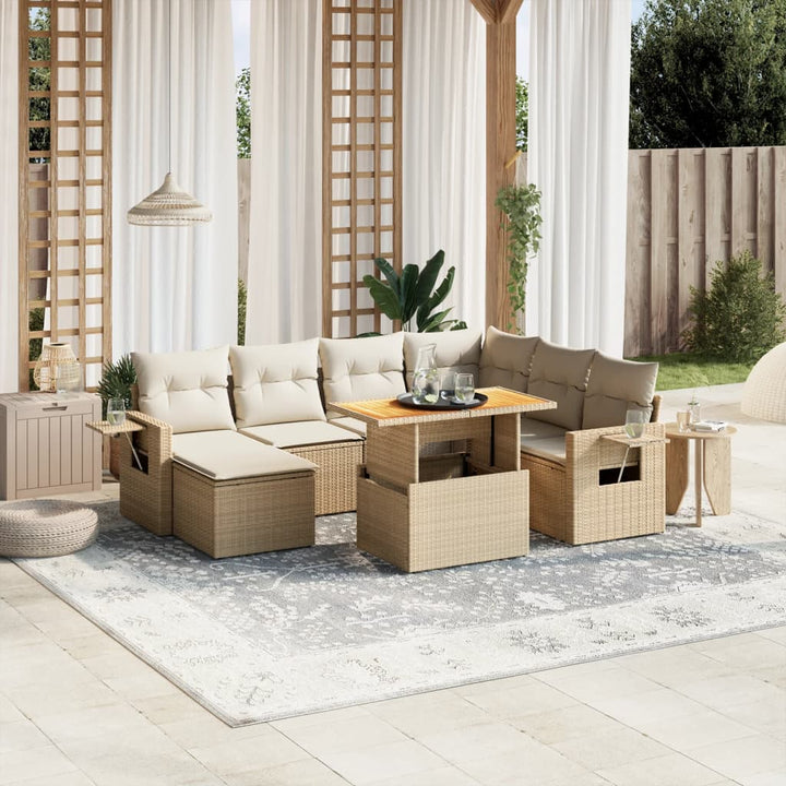 Set Mobilier De Grădină Cu Perne, 8 Piese, , Poliratan