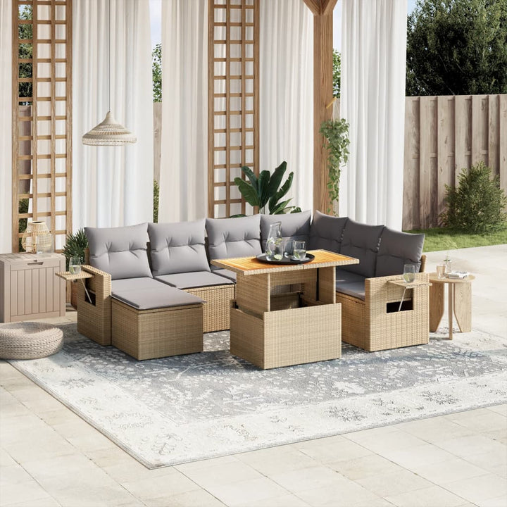 Set Mobilier De Grădină Cu Perne, 8 Piese, , Poliratan