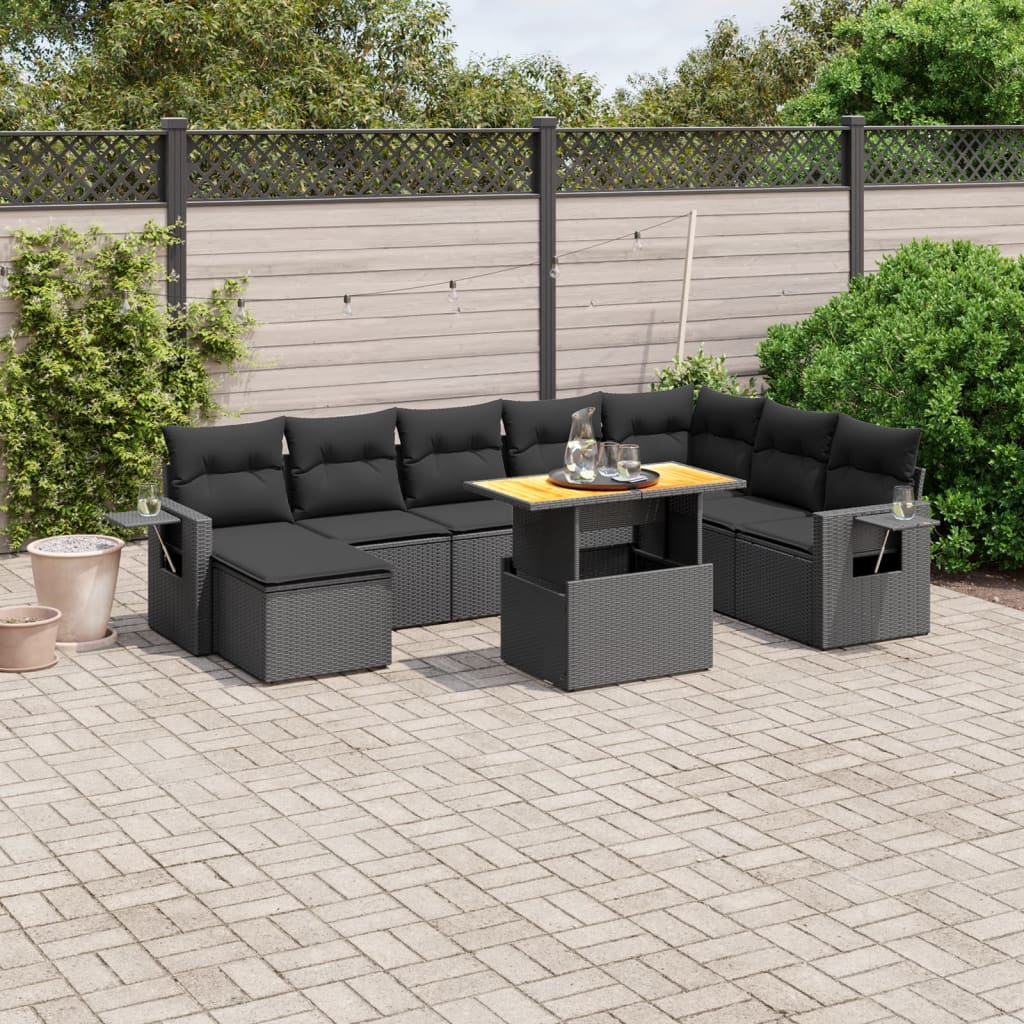 Set Canapele De Grădină, 9 Piese, Cu Perne, , Poliratan